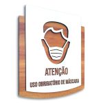 Placa De Sinalização | Uso de Máscara - MDF 15x13cm