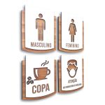 Kit Placa De Sinalização | Ele - Ela - Copa - Máscara