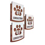 Kit Placa De Sinalização - Pet Com 3 Peças MDF 15x13cm 