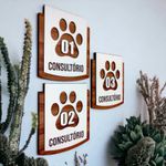 Kit Placa De Sinalização - Pet Com 3 Peças MDF 15x13cm 