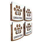 Kit Placa Sinalização - Pet Com 4 Peças MDF 15x13cm 