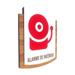 Placa de Sinalização - Alarme de Incêndio - MDF 15x13cm