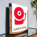 Placa de Sinalização - Alarme de Incêndio - MDF 15x13cm