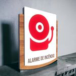 Placa de Sinalização - Alarme de Incêndio - MDF 15x13cm