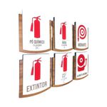 Kit Placa De Sinalização | Extintor com 6 Peças MDF 15x13cm 