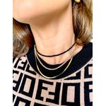 Chocker Cristais Preto Banhado a Ouro