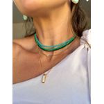 Chocker Cristais Turquesa Banhado a Ouro