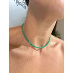 Chocker Cristais Turquesa Banhado a Ouro