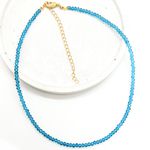 Choker Cristais Azul Petróleo Translucido Banhado a Ouro