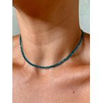 Choker Cristais Azul Petróleo Translucido Banhado a Ouro