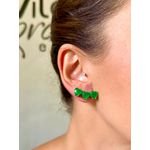 Brinco Earcuff Corações Fusion Esmeralda Banhado a Ródio Branco