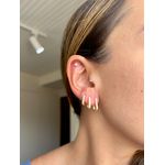 Trio Argolas Retangulares Cravejadas Banhado A Ouro