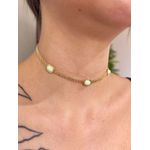 Corrente Chocker Malha com Detalhes em Verde Menta Banhada a Ouro