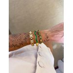 Bracelete Ondulado Verde Banhado a Ouro 