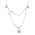 Chocker Dupla Estrela Cravejada em Prata 925