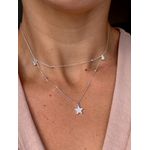 Chocker Dupla Estrela Cravejada em Prata 925