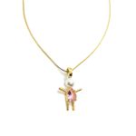 Corrente Menina Pérola Rosa Claro Banhada a Ouro