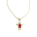 Corrente Menina Pérola Rosa Pink Banhada a Ouro