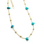 Corrente Choker Boho Azul Banhada a Ouro