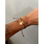 Pulseira Courinho Caramelo Trevo Banhado a Ouro
