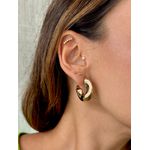 Brinco Meia Argola Organic Tubo Banhado a Ouro