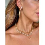 Brinco Gota Organic Pendente Banhado a Ouro
