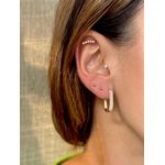 Brinco Argola G Retangular Cravejada Banhado a Ouro