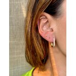 Brinco Argola M Retangular Cravejada Banhado a Ouro