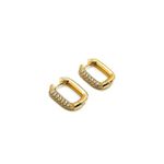 Brinco Argola P Retangular Cravejada Banhado a Ouro