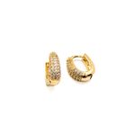 Brinco Argola M Oval Abaulada Cravejada Banhado a Ouro