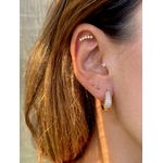 Brinco Argola M Oval Abaulada Cravejada Banhado a Ouro
