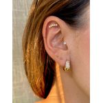 Brinco Argola P Oval Abaulada Cravejada Banhado a Ouro