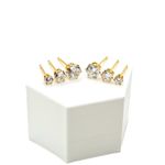 Trio Brincos Zircônias Brancas Banhado a Ouro