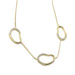 Corrente Elos Organic Cravejados Banhada a Ouro