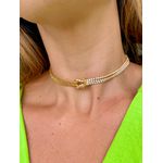 Choker Nó Riviera e Pipoca Banhada a Ouro 