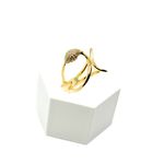 Anel Ajustável Minimal Organic Detalhe Cravejado Banhado a Ouro