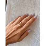 Anel Ajustável Minimal Organic Detalhe Cravejado Banhado a Ouro