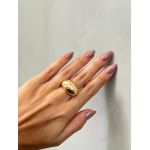 Anel Ajustável Bojudo Oval Banhado a Ouro