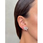 Brinco Gotas Cristais Banhado a Ródio Branco