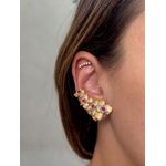 Brinco Earcuff Flores Rubi Banhado a Ouro