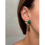 Brinco Olho de Tigre com Verde Banhado a Ouro