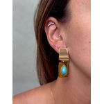 Brinco Olho de Tigre com Turquesa Banhado a Ouro