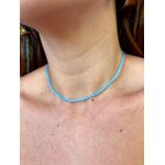 Choker Cristais Azul Céu Banhado a Ouro