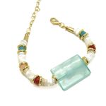 Pulseira Madrepérola com Turquesa Banhado a Ouro