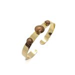 Bracelete Trio Madrepérola Marrom Banhado a Ouro