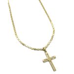 Corrente Masculina Piastrine com Cruz Banhada a Ouro