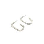 Brinco Meia Argola M Basic Retangular em Prata 925 