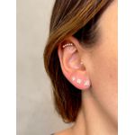Trio Brincos Zircônias Quadradas Em Prata 925