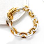 Pulseira Elos Branco Banhada a Ouro