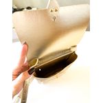Bolsa CrossBody 2 em 1 Dourada e Off em Couro Legítimo